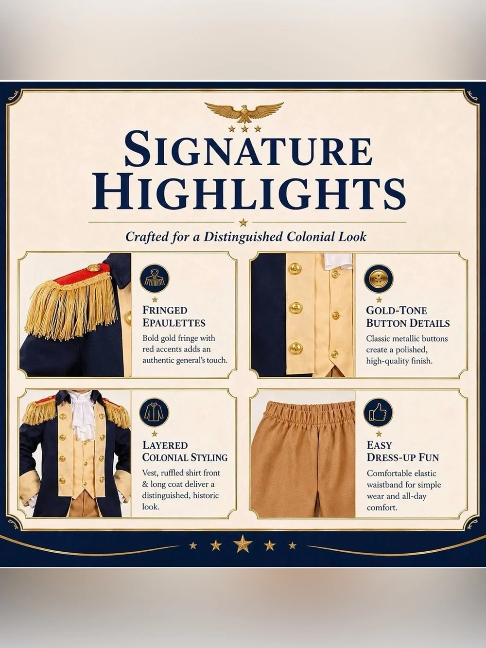 George Washington Costume for Boys Kids Colonial Alexander Hamilton Costume XL